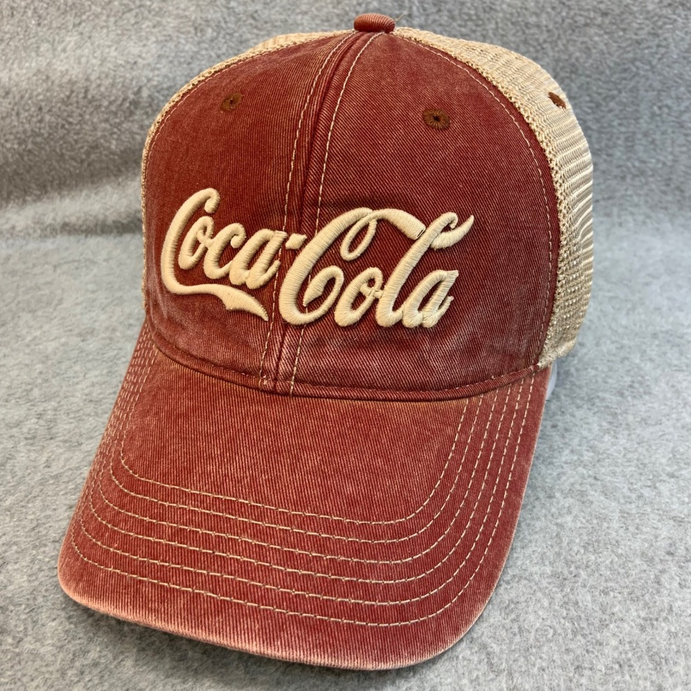 Coca-Cola Script Unisex Red Legacy Trucker Hat Distressed Snapback OSFM